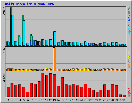 Daily usage for August 2025