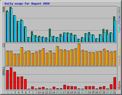 Daily usage for August 2026